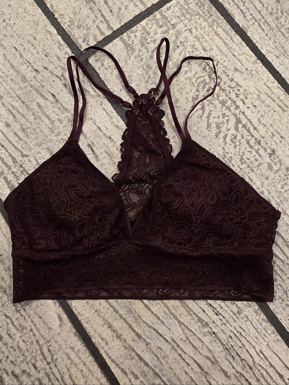 aerie Lace Racerback Bralette - Burgundy